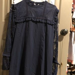 Beautiful navy dress new with tags! Lace sleeves